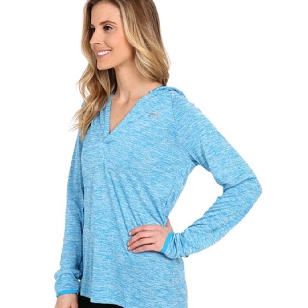 Under Armour Tech Twist Hooded Henley in a heather blue